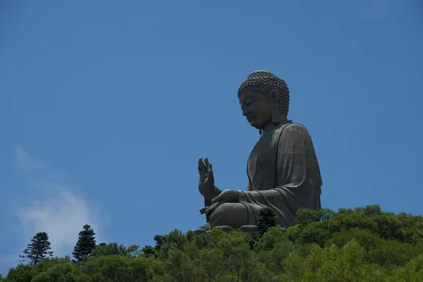 Big Buddha tegen blauwe hemel in bos — Stockfoto