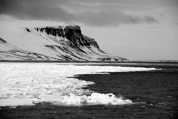 Μαύρο και άσπρο βράχια στον Αρκτικό ωκεανό — Φωτογραφία Αρχείου