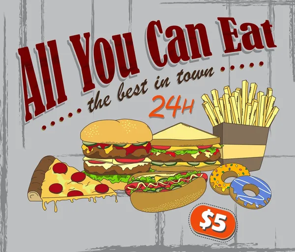 Illustrazione tema fast food — Vettoriale Stock