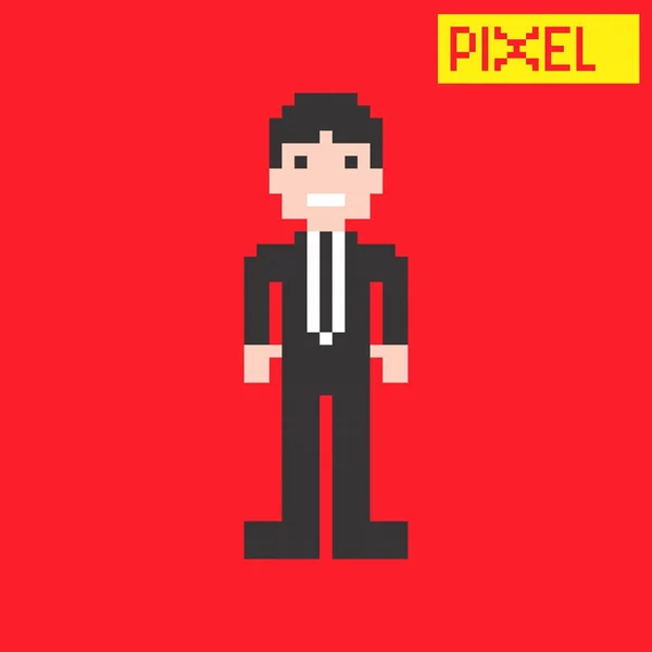 Pixel Art Businessman And Success Stock Clipart, Royalty-Free