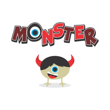 küçük sevimli canavar karakter karikatür