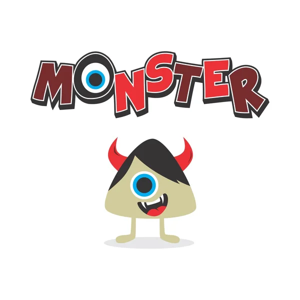 Little cute monster character cartoon — Stock Vector