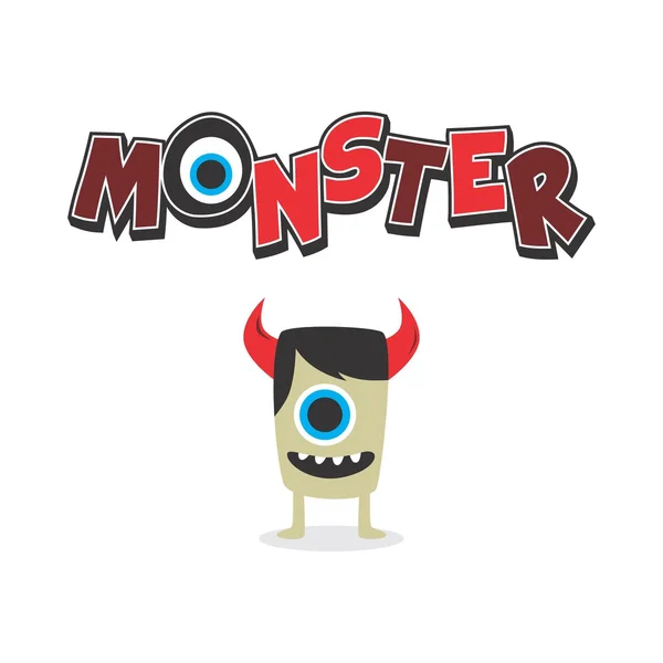 Pouco bonito monstro personagem cartoon — Vetor de Stock