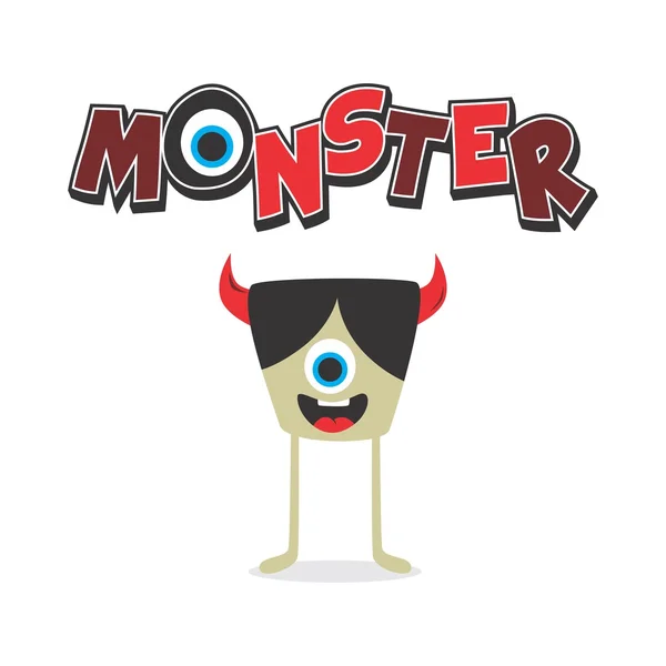 Little cute monster character cartoon — Stock Vector