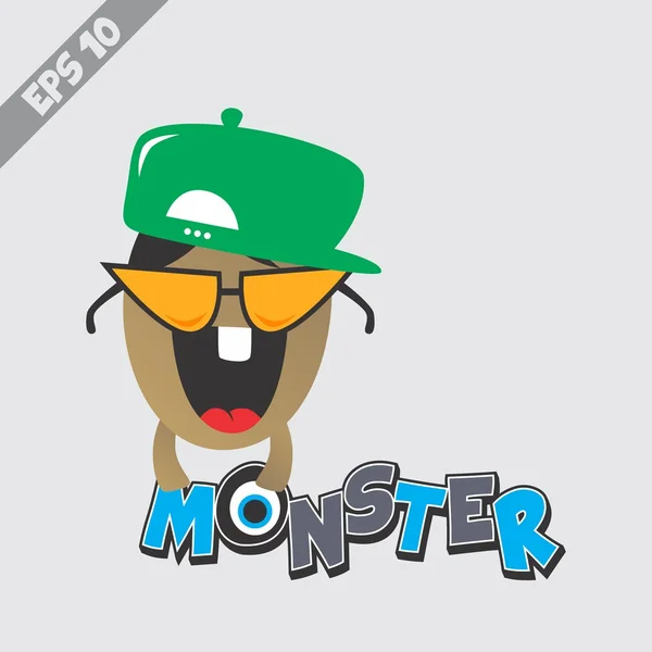 Weinig schattig monster karakter cartoon — Stockvector