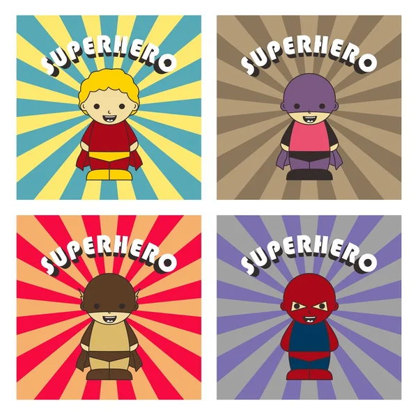 Superhero retro color set — Stock Vector