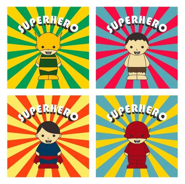 Tema de juego de superhéroe de dibujos animados — Vector de stock