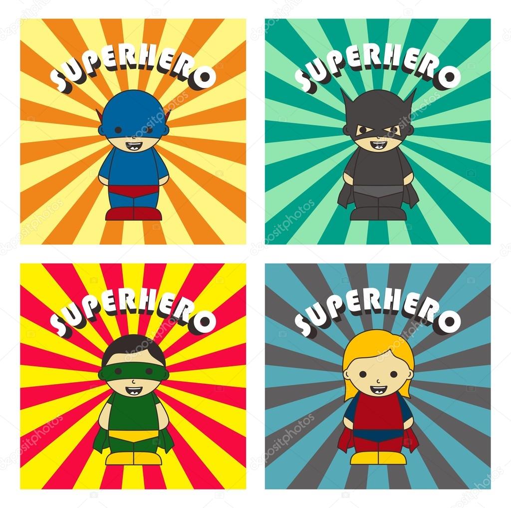 Superhero retro color set