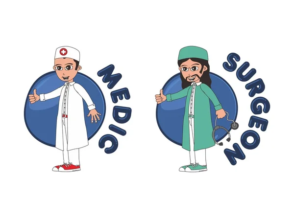 医師と外科医の漫画のキャラクター — ストックベクタ