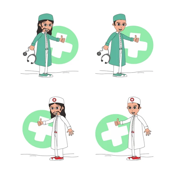 Doctor y cirujano personaje de dibujos animados — Vector de stock