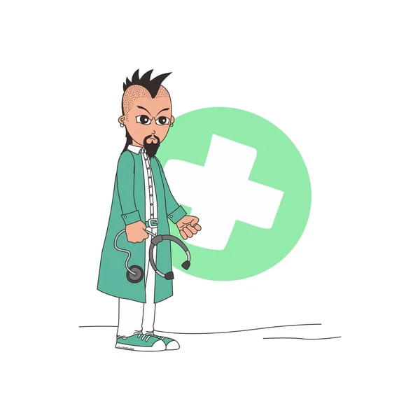 Doctor y cirujano personaje de dibujos animados — Vector de stock