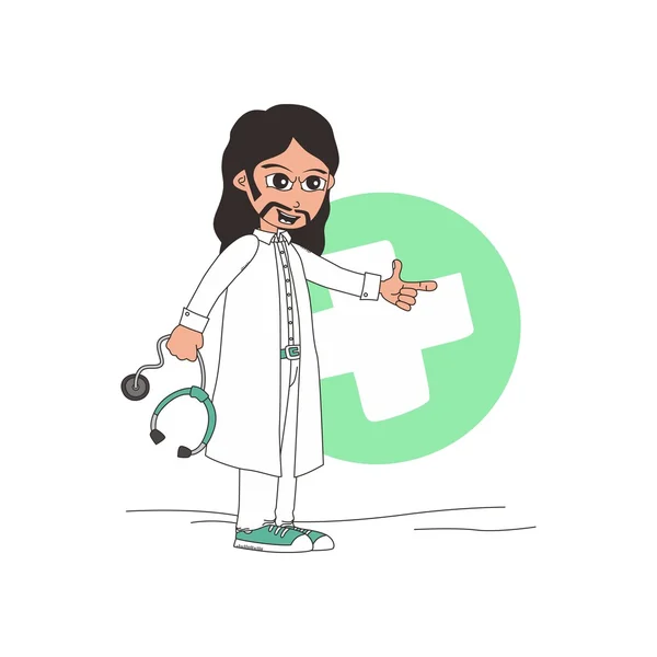 Doctor y cirujano personaje de dibujos animados — Vector de stock