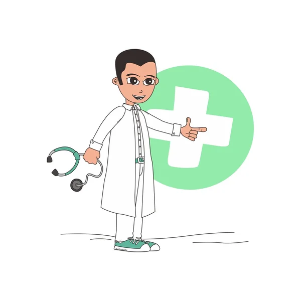 Arzt und Chirurg Cartoon-Figur — Stockvektor