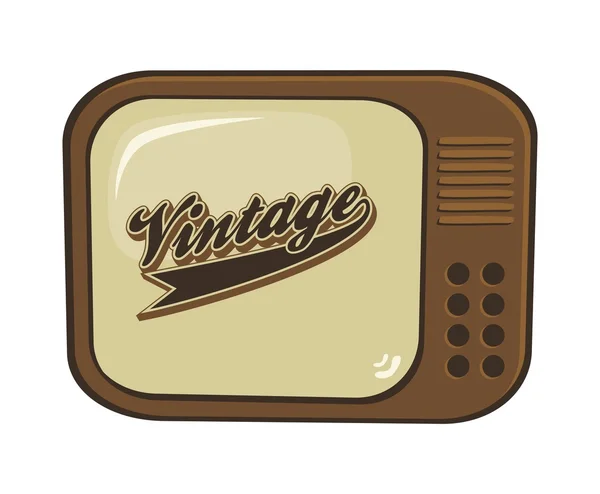 Retro vintage tv marrom — Vetor de Stock