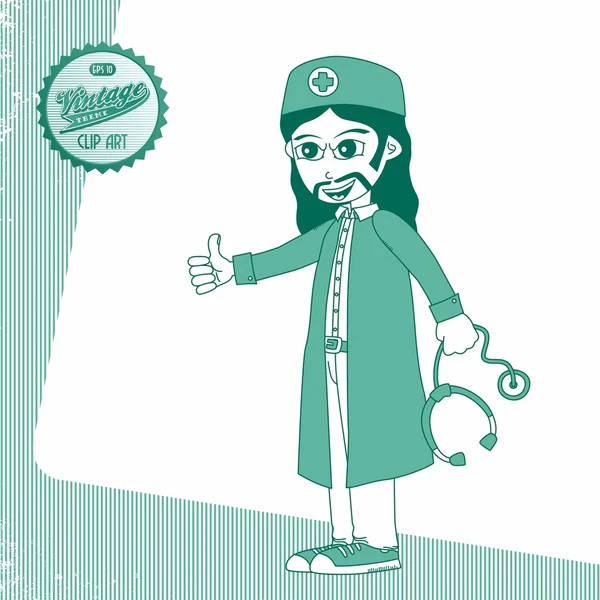Médico e cirurgião personagem dos desenhos animados — Vetor de Stock