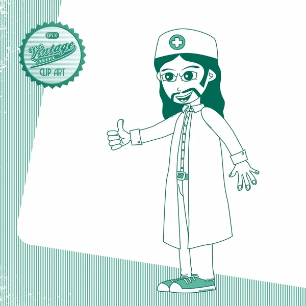 Doctor y cirujano personaje de dibujos animados — Vector de stock