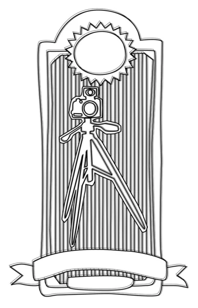 Cámara sola lente dibujada a mano con trípode — Archivo Imágenes Vectoriales