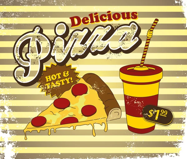 Menu de comida de pizza — Vetor de Stock