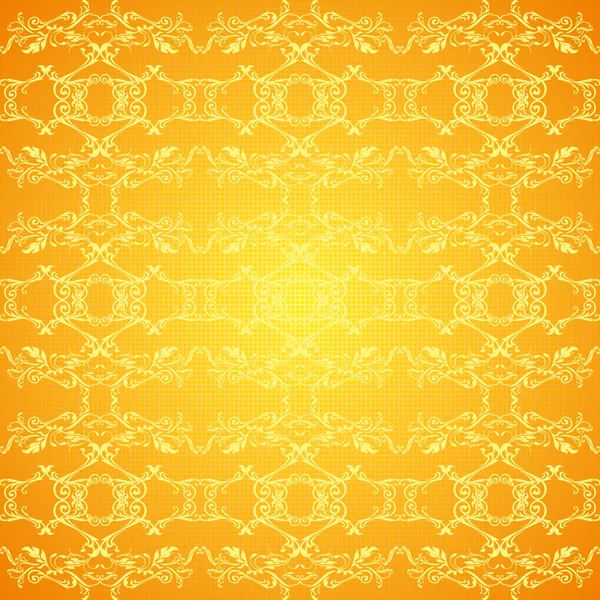 Floral vintage gele zon patroon — Stockvector
