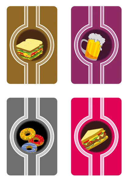 All fast food card set — Stock Vector