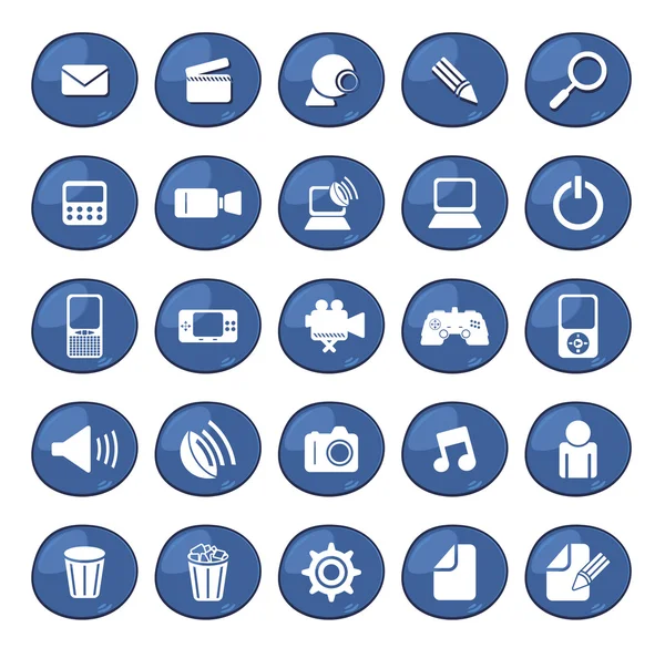 Niebieski przycisk zestaw ikon — Wektor stockowy