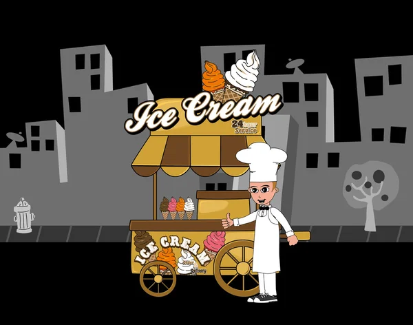 Ice cream street city booth — Stock Vector