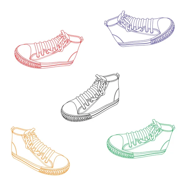 Shoe set art colorfull - Stok Vektor