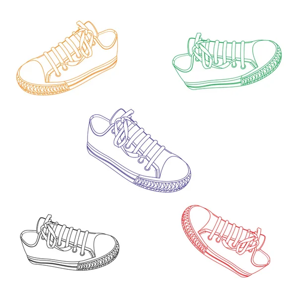 Shoe set art colorful — Stock Vector