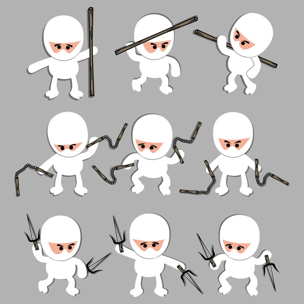 White ninja warrior — Stock Vector