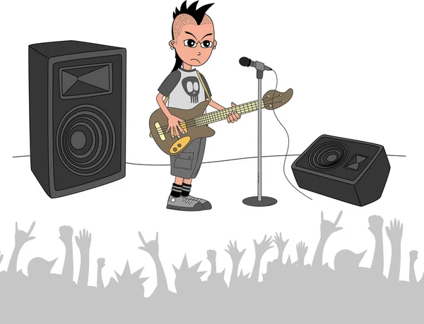 Banda de rock bajista — Vector de stock