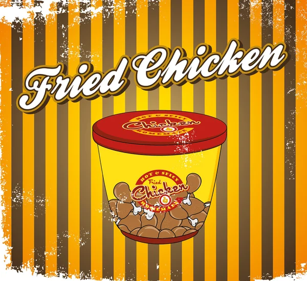 Fried chicken in take away bucket — Stock Vector