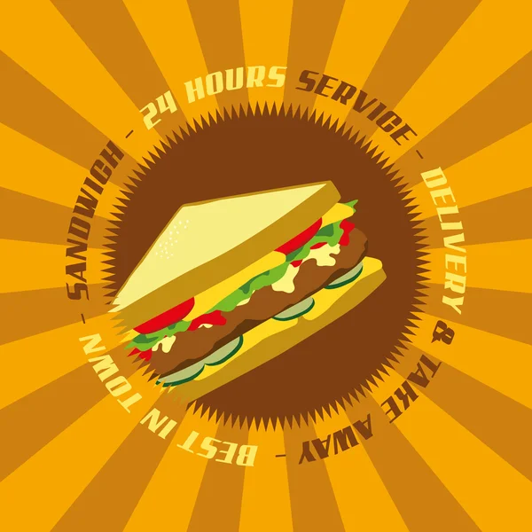 Sándwich retro — Vector de stock