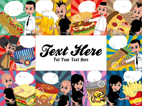 Fast food cartone animato — Vettoriale Stock