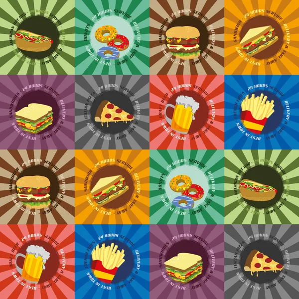 Dibujos animados de comida rápida arte — Vector de stock