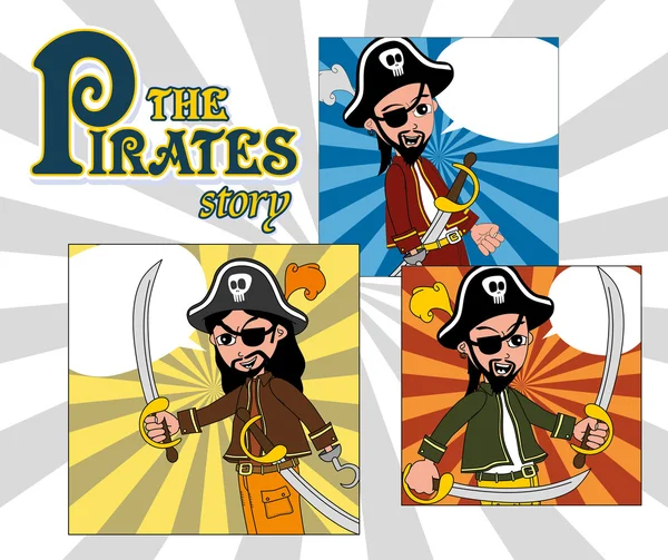 Pirate cartoon comic art — Stock Vector