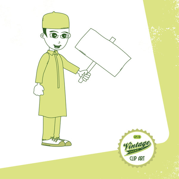 Мусульманский парень протестует с чистой доской
