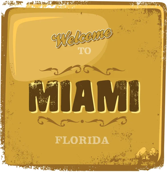 Miami amerikai turisztikai üdvözlés reklámtábla — Stock Vector