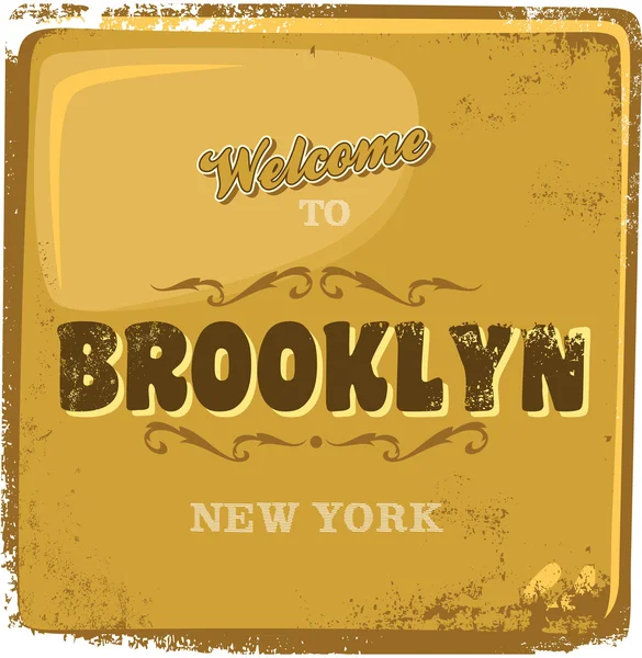 Brooklyn touristic greeting advertising sign — Stock Vector