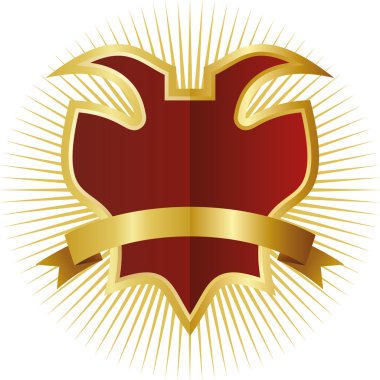 golden çerçevedeki kırmızı kalkan