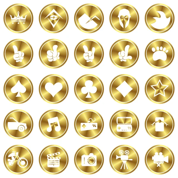 Golden metal label button — Stock Vector