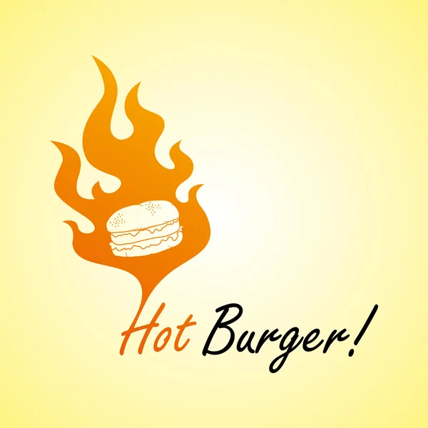 Fuego hamburguesa caliente arte — Vector de stock