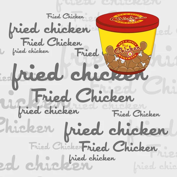 Fried chicken bucket art page — Stock Vector