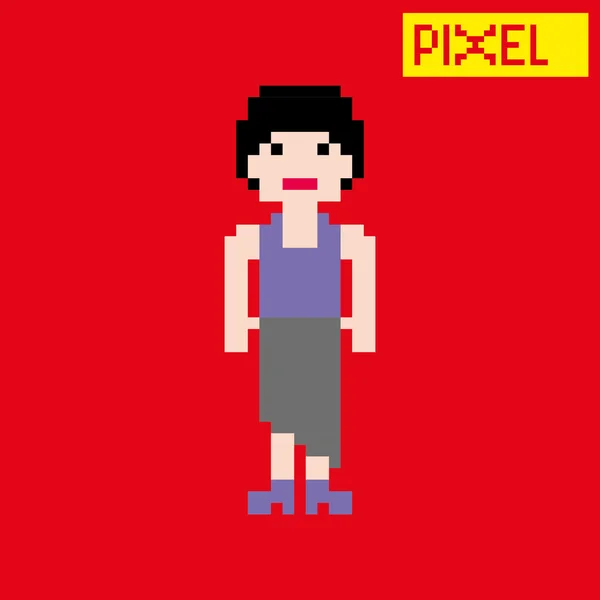 Pixel-Frau-Karikatur — Stockvektor