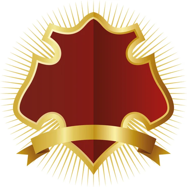 Красный щит в золотой рамке — стоковый вектор