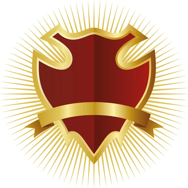 Red shield in golden frame — Stock Vector