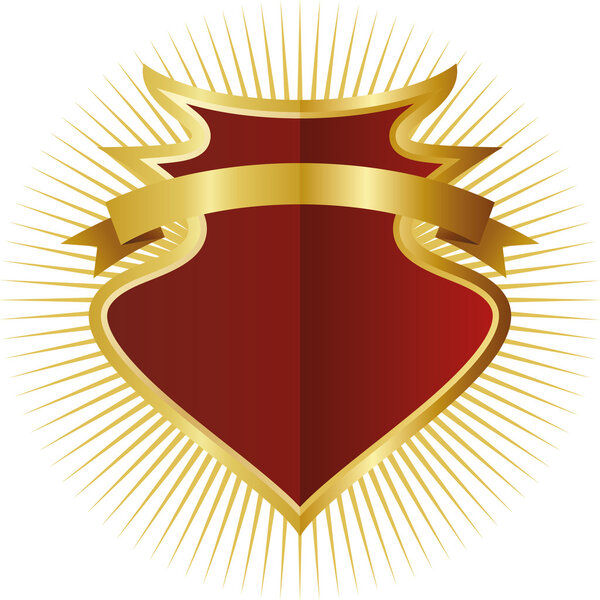 Red shield in golden frame