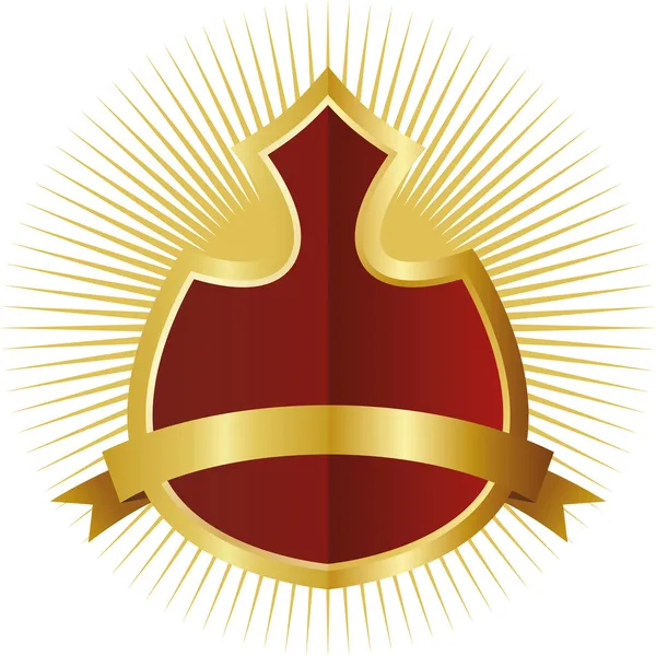 Escudo rojo en marco dorado — Vector de stock