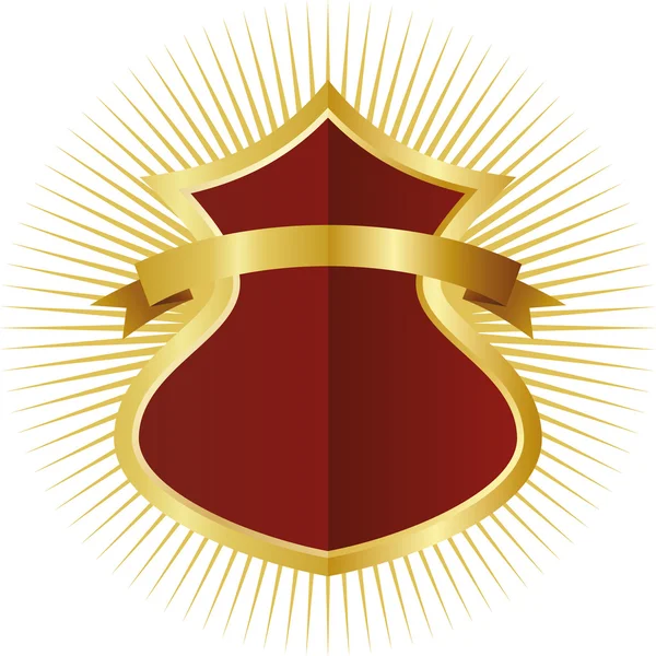 Escudo vermelho em moldura dourada — Vetor de Stock
