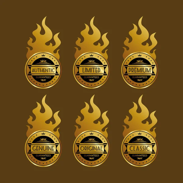 Etiqueta de fuego dorado — Vector de stock