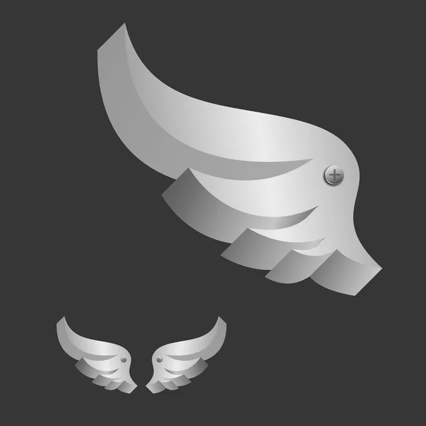 金属三维机翼 — 图库矢量图片
